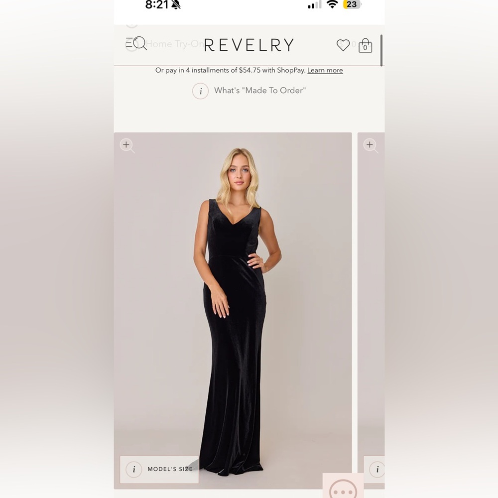 Revelry Black Velvet Backless V-Neck Evening Gown
